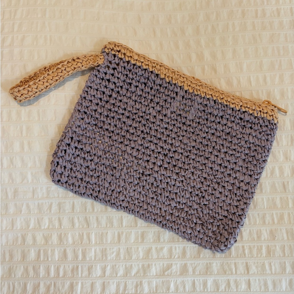 ZARA - Purple and Natural Straw Woven Clutch